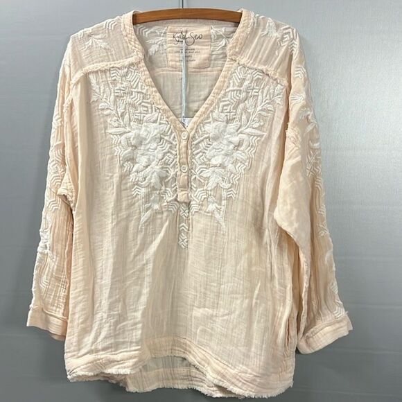 NWT Kyla Seo Pia Women's Cream Embroidered Blouse in Petal Pink Small - Picture 1 of 10